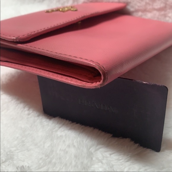 Prada Pink Saffiano Leather Compact Wallet - Picture 6 of 12